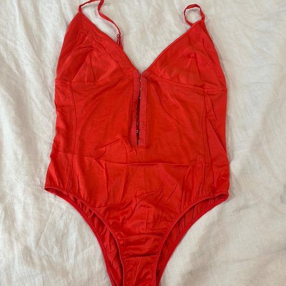 Fleur du Mal Bodysuit - Size M - RED - Picture 1 of 4